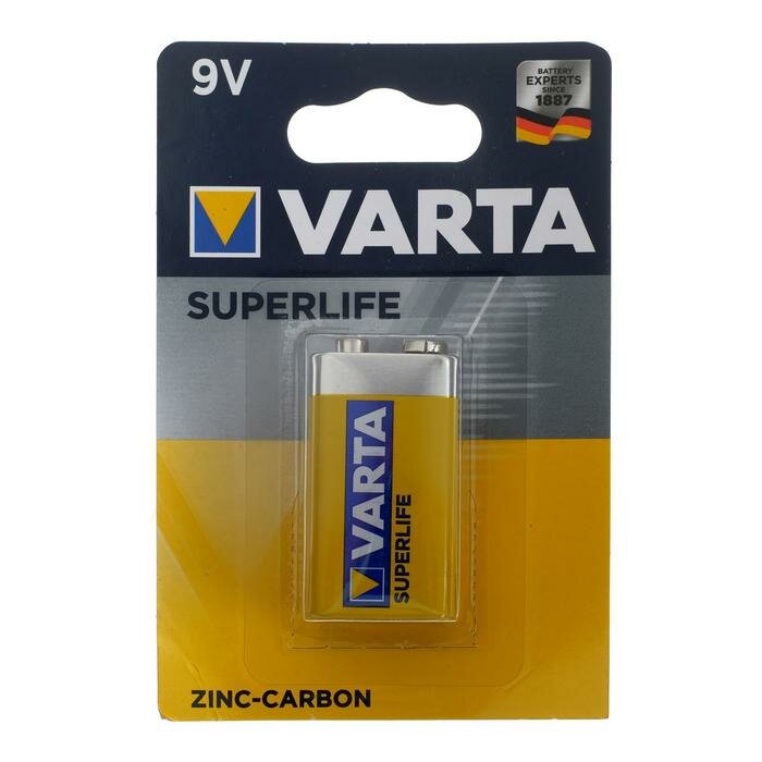 Батарейки Varta Батарейка солевая Varta SuperLife, 6F22-1BL, 9В, крона, блистер, 1 шт.