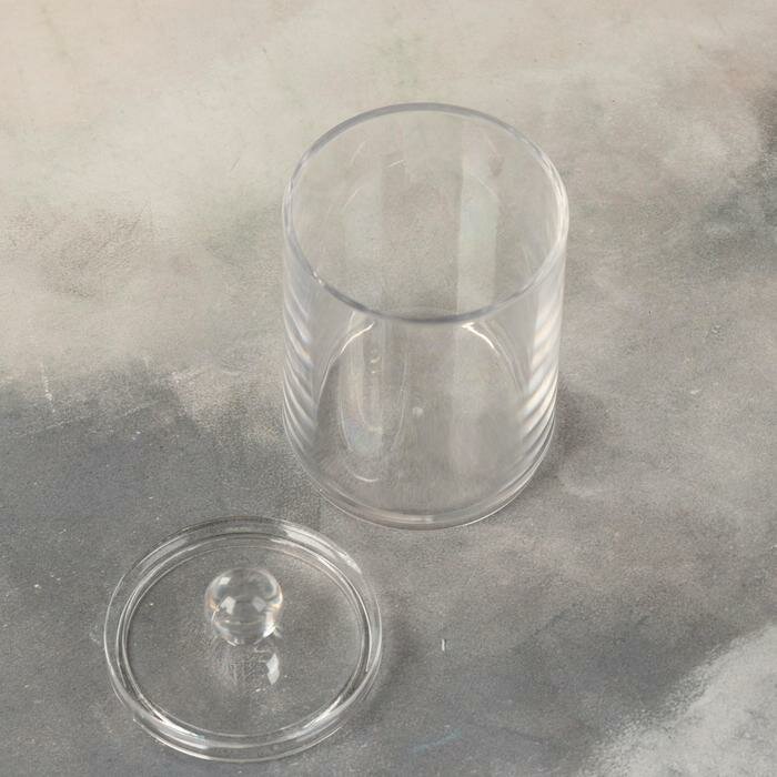 РемКар Органайзер для хранения ватных палочек, с крышкой, d 7 × 11,5 см, цвет прозрачный - фотография № 2
