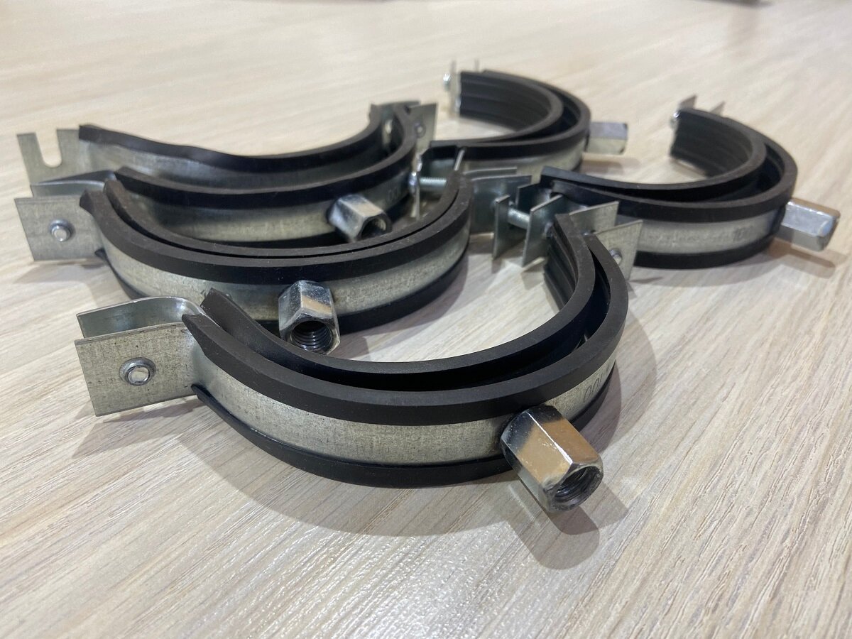 фото Хомуты для горизонтального крепления воздуховодов с резиновым профилем 200мм-м8(5штук)