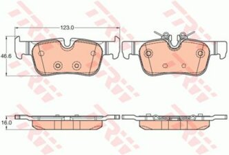 Колодки тормозные задние дисковые BMW 2 Active Tourer/2 Gran Tourer/X1 13>20 Mini Mini Clubman/Mini Countryman 14>20 TRW GDB2063