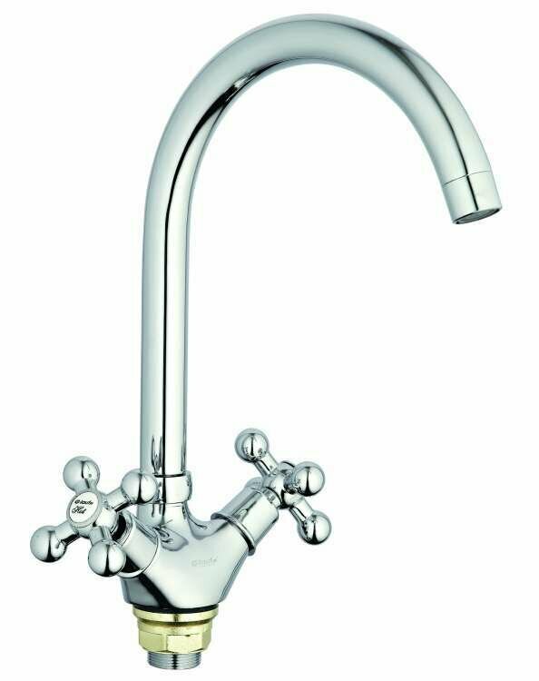 фото Смеситель для мойки двухвентильный высокий излив с усиленной гайкой G-Lauf