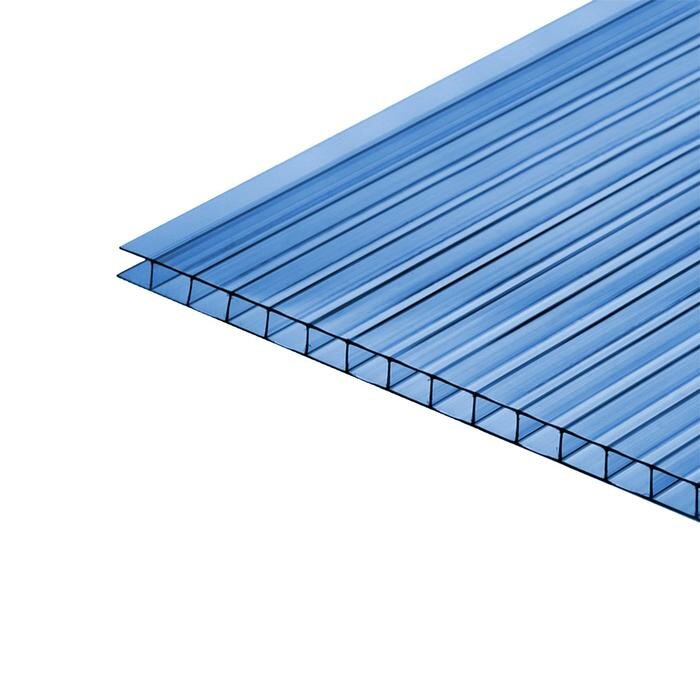 Сотовый поликарбонат 4 мм 21х6м УФ- защита 047кг/м2 синий 7048422