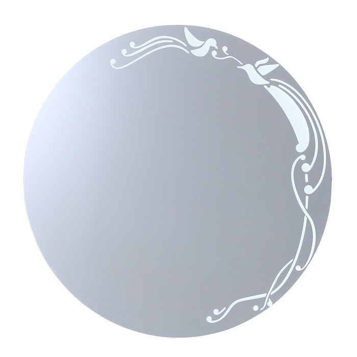 Зеркало «Птицы в круге», с пескоструйной графикой, настенное, 50×50 см - фотография № 1