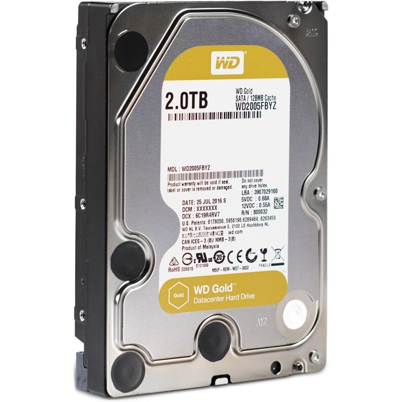 Жесткий диск HDD 3.5" WD Gold 2Tb (WD2005FBYZ)