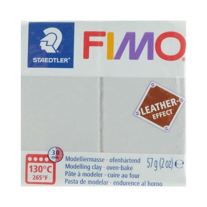 FIMO Полимерная глина запекаемая FIMO leather-effect (с эффектом кожи), 57 г, голубо-серый