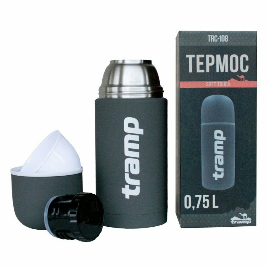 Термос Tramp Soft Touch 1 л серый TRC-109 - фотография № 4