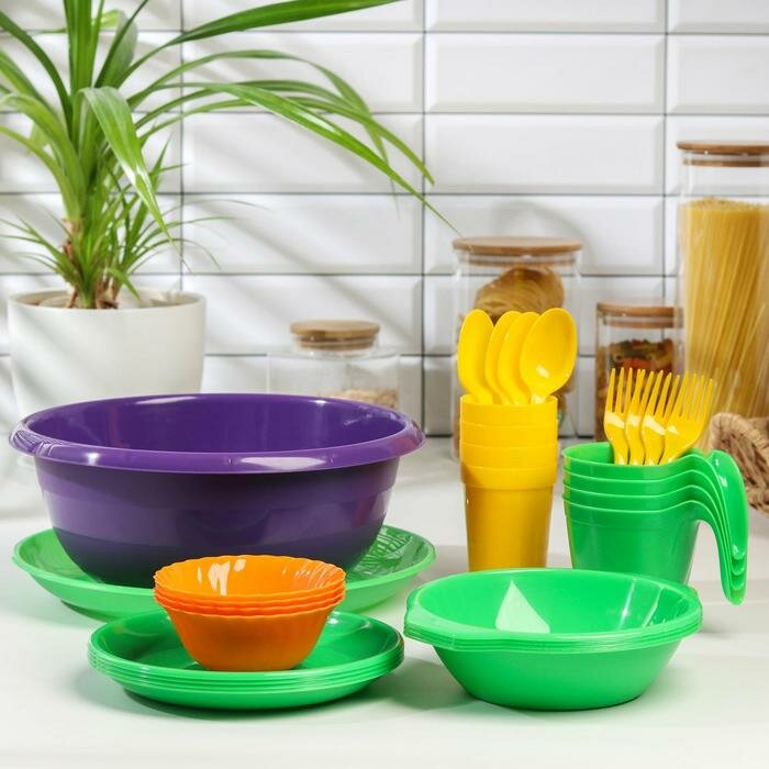 Альт-Пласт Набор посуды на 4 персоны «Всегда с собой», 30 предметов - фотография № 1