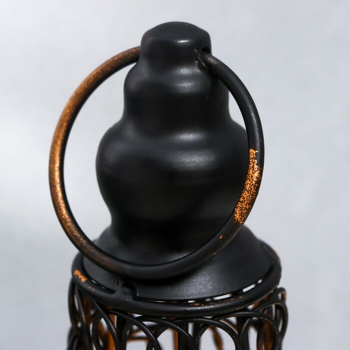 --- Подсвечник металл, стекло на 1 свечу "Лофт. Фонарь-абажур" состаренный 29х14х14 см - фотография № 4
