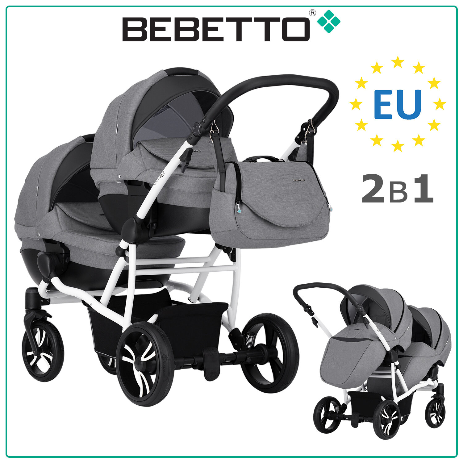 Коляска для двойни Bebetto42 Comfort (2 в 1) 04_BIA