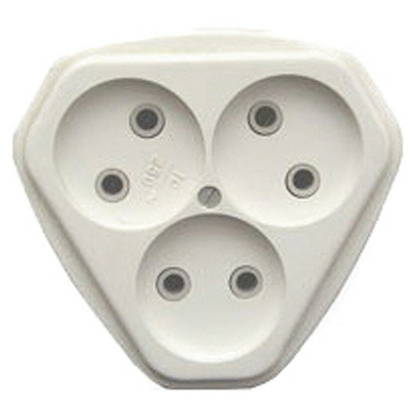 фото Розетка РС10-394 3-местная СП б/з под евровилку бел(Глория)