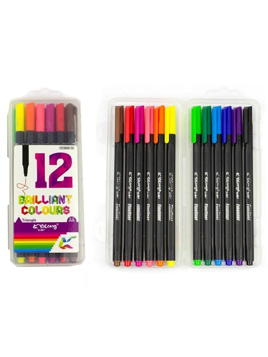 Yalong "Fineliner", 12 цветов