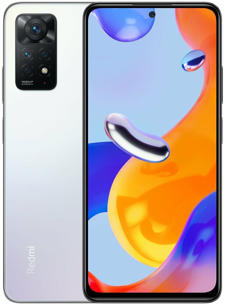 Смартфон Xiaomi Redmi Note 11 Pro 128Gb 8Gb белый моноблок 3G 4G 2Sim 6.67" 1080x2400 Android 11 108