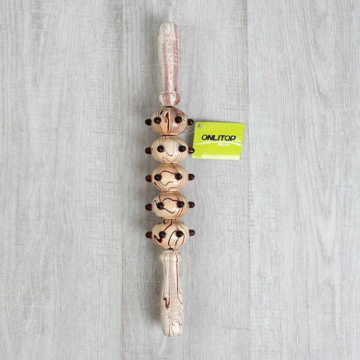 ONLITOP Массажёр «Скалка», универсальный, 36,5 × 5,8 см, 5 шаров с шипами, деревянный - фотография № 4