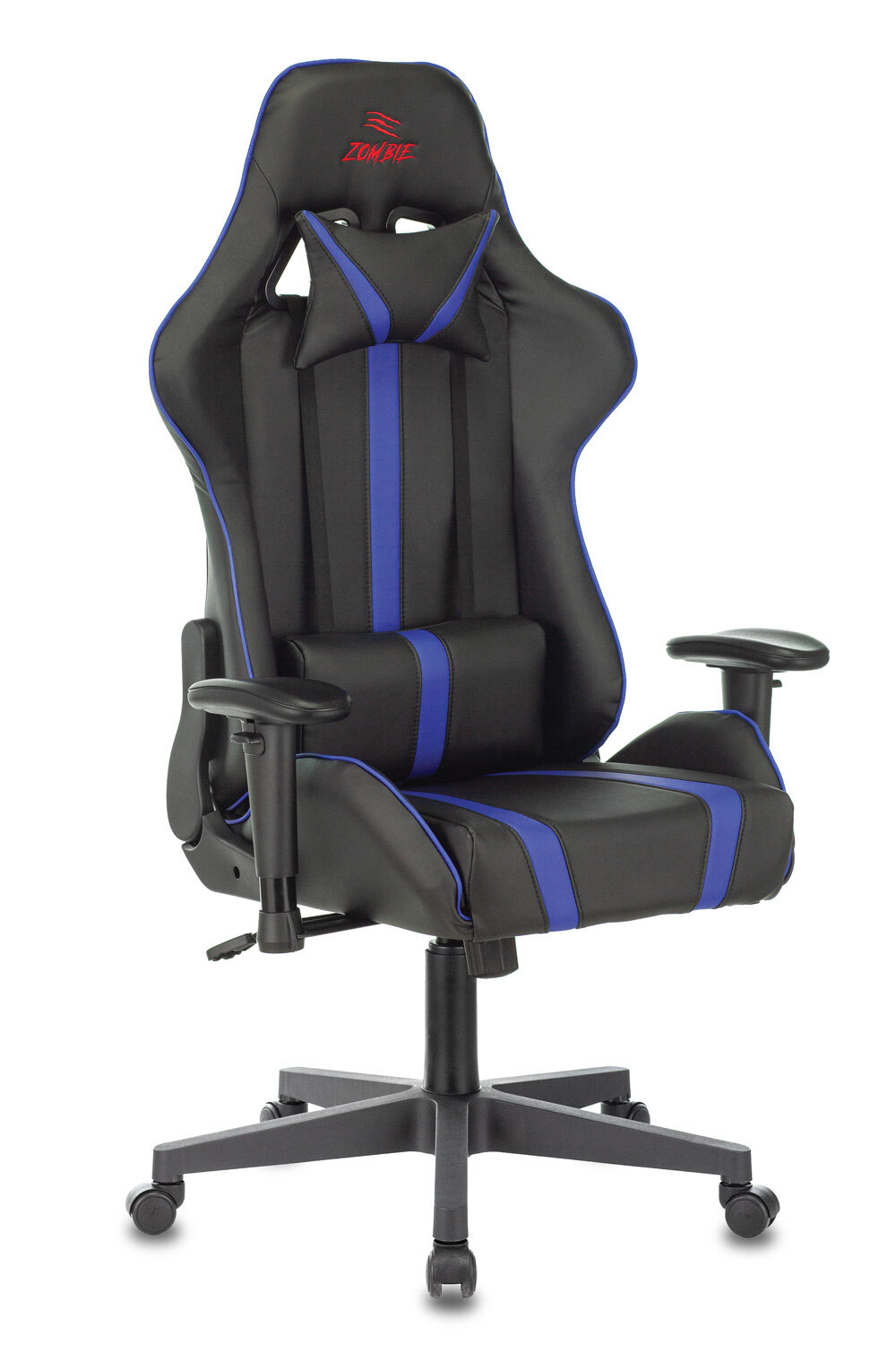 Кресло игровое Zombie A4 черный/синий эко.кожа с подголов. крестов. пластик