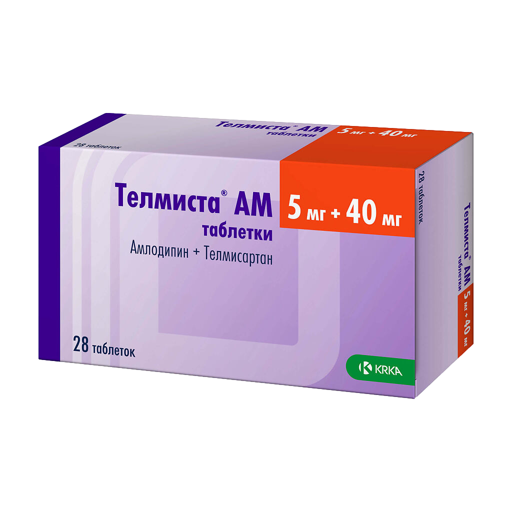 Телмиста АМ таб., 5 мг + 40 мг, 28 шт.