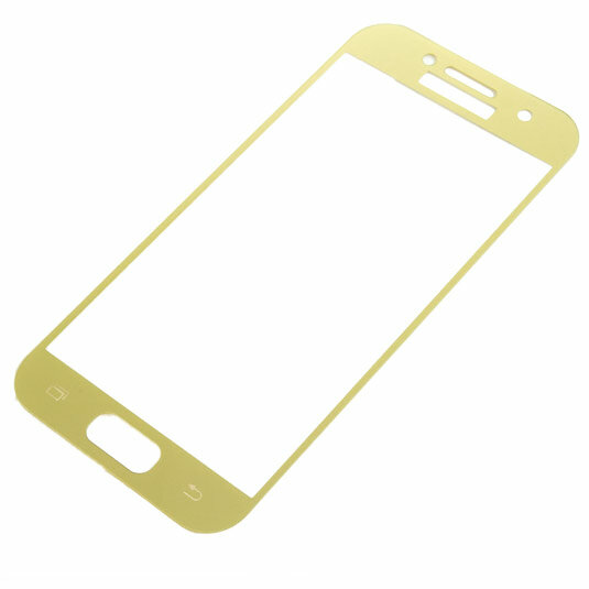 Защитное стекло 2D для Samsung A3 (2017) золотое в т/у