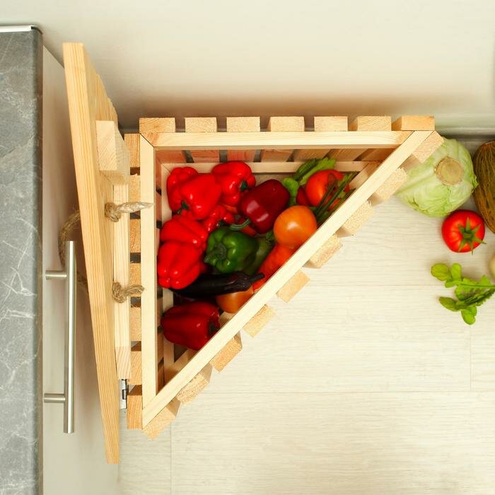 Ящик для овощей, 60 × 40 × 50 см, деревянный, угловой с полкой - фотография № 4