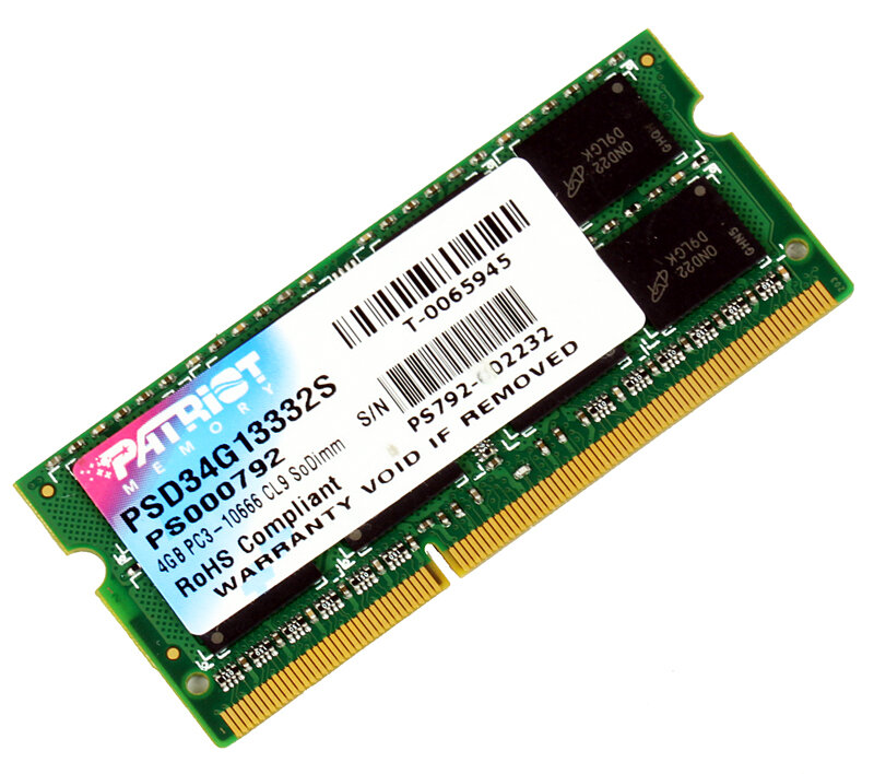     Patriot PSD34G13332S SO-DIMM 4Gb DDR3 1333MHz