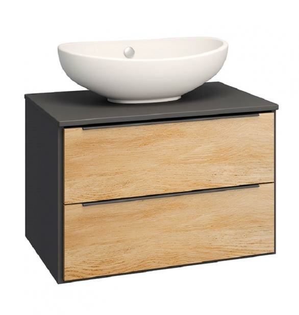 фото RUNO Тумба под раковину Runo подвесная дуб черный (под умывальник Moduo Square 50/ Гамма 56/ Infinity 70/ Moduo Leaf 55 ) Мальта 70 (00-00001097)