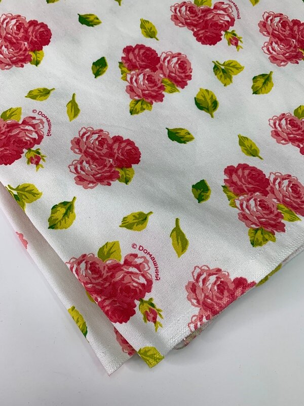 Ткань на отрез рогожка Весенние цветы Домашние 14047-1