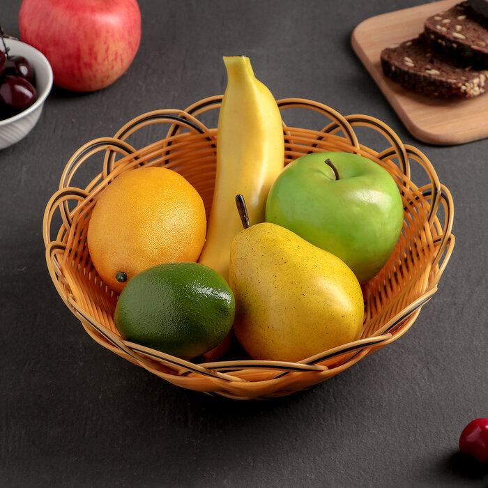 Корзинка для фруктов и хлеба Доляна «Венок», 22×8 см, цвет золотистый - фотография № 3