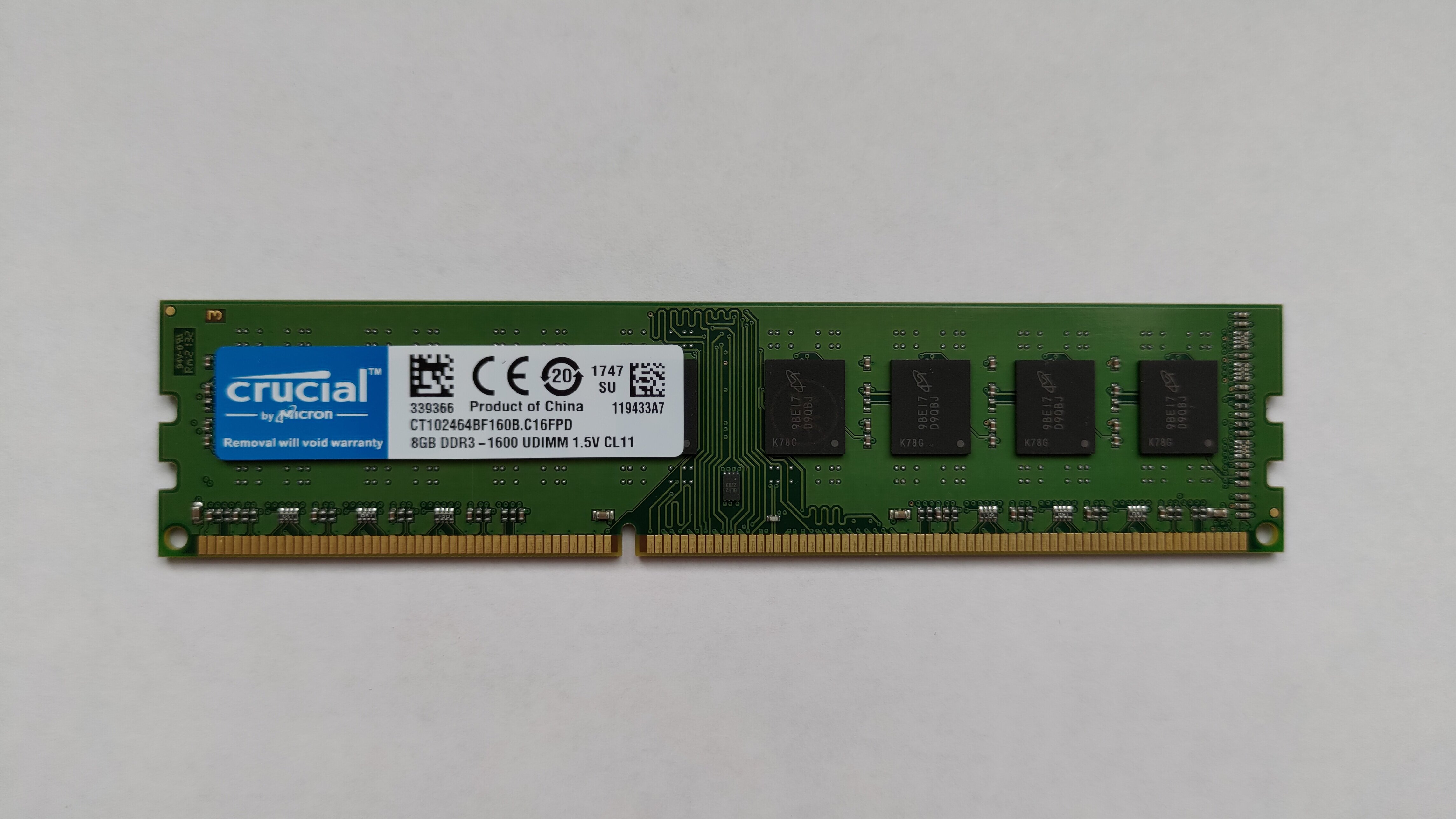 Оперативная память CRUCIAL DDR3 8 ГБ 1600 MHz DIMM PC3-12800U 1x8 ГБ (CT102464BF160B. C16FPD) для компьютера