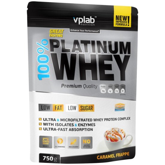 Протеин VP LABORATORY VPLab 100 % Platinum Whey карамельный фраппе, 750г