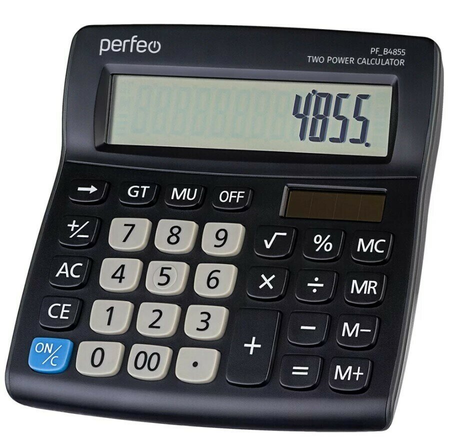 Настольный калькулятор Калькулятор Perfeo PF_B4855, бухгалтерский, 12-разрядов, черный