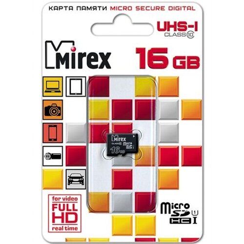 Карта памяти microSDHC Mirex 16 Гб класс 10 UHS-I