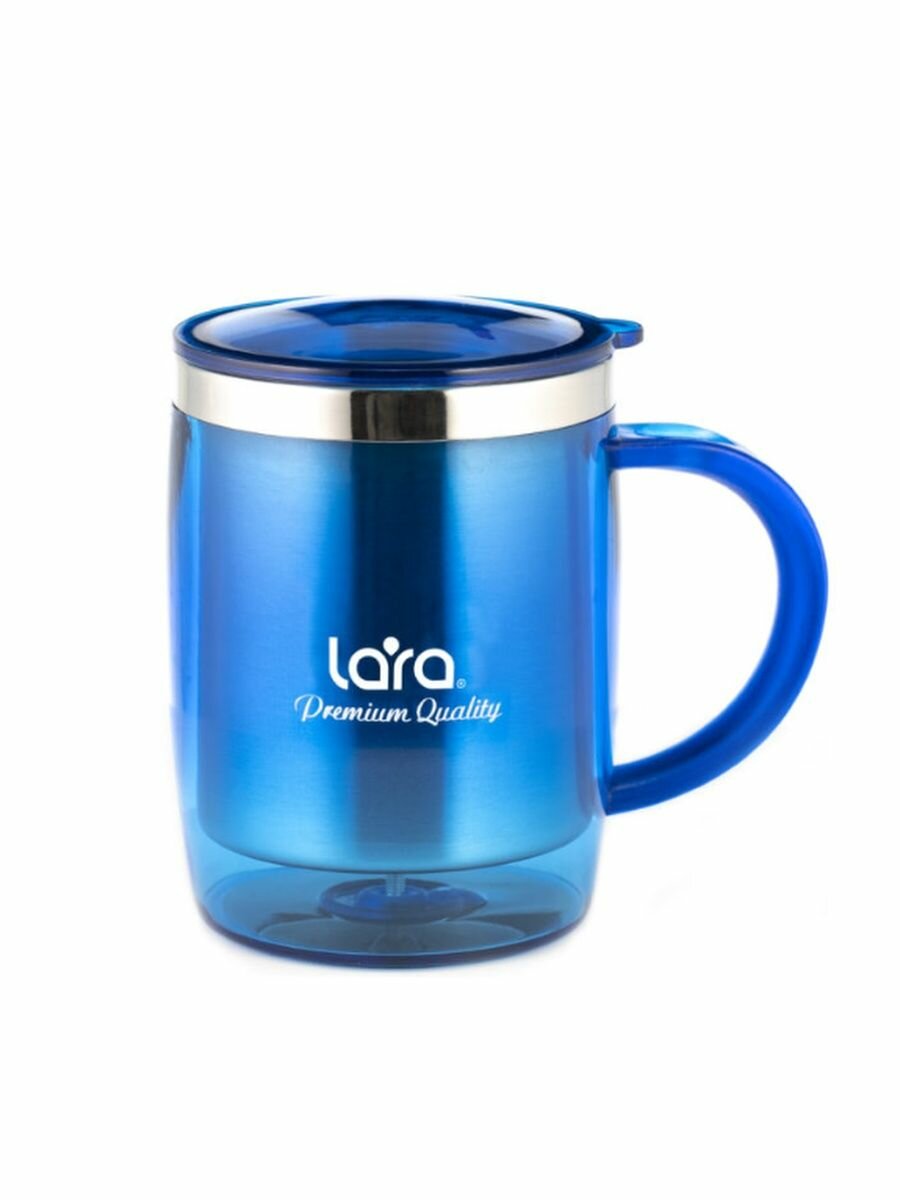 LR04-39 термокружка LARA - 500мл, высота 13см, диаметр 8,5см, двойные стенки, пластик