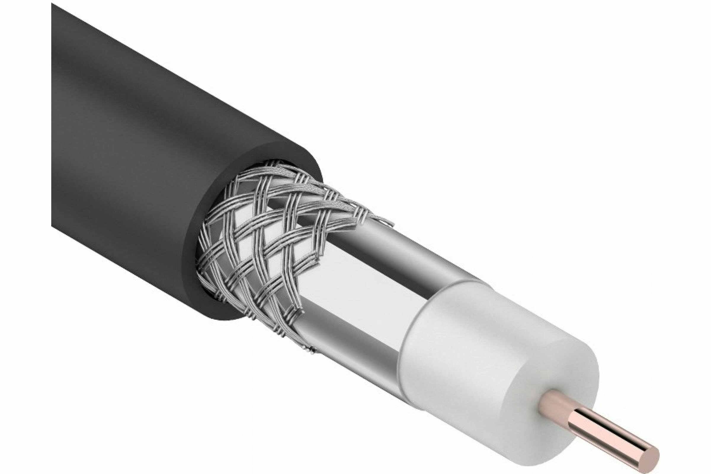 REXANT (01-2202) кабель коаксиальный RG-6U 75 ОМ CCS/AL/AL 64% БУХ 100 М черный OUTDOOR