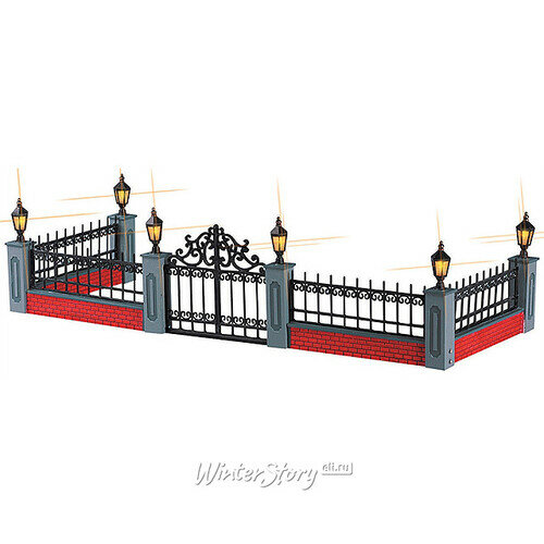 Фигурка LEMAX Кованый ажурный забор с подсветкой 8х22 см