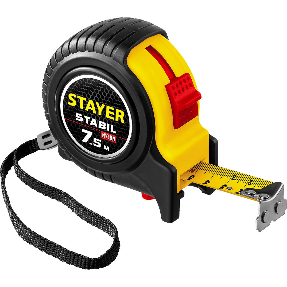 Stayer STABIL 75м / 25мм профессиональная рулетка в ударостойком обрезиненном корпусе 34131-075_z02