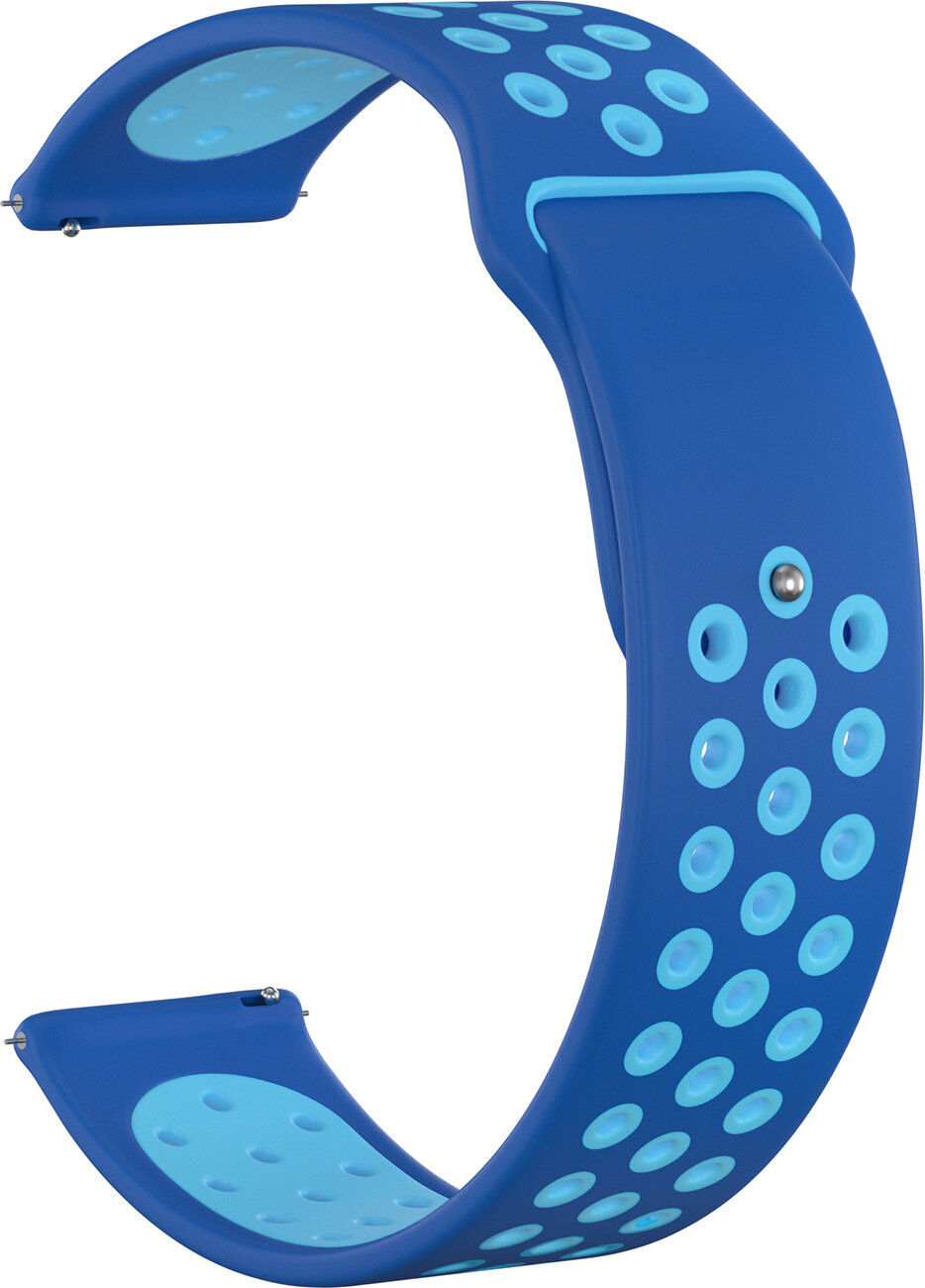Ремешок силиконовый GSMIN Sport Edition 22 для Asus ZenWatch 2 (WI501Q) (Сине-голубой)