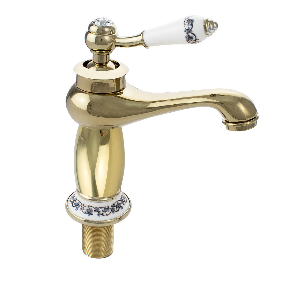 BRIMIX - Смеситель для раковины , под золото , ручка с кристаллом , шаровый 121