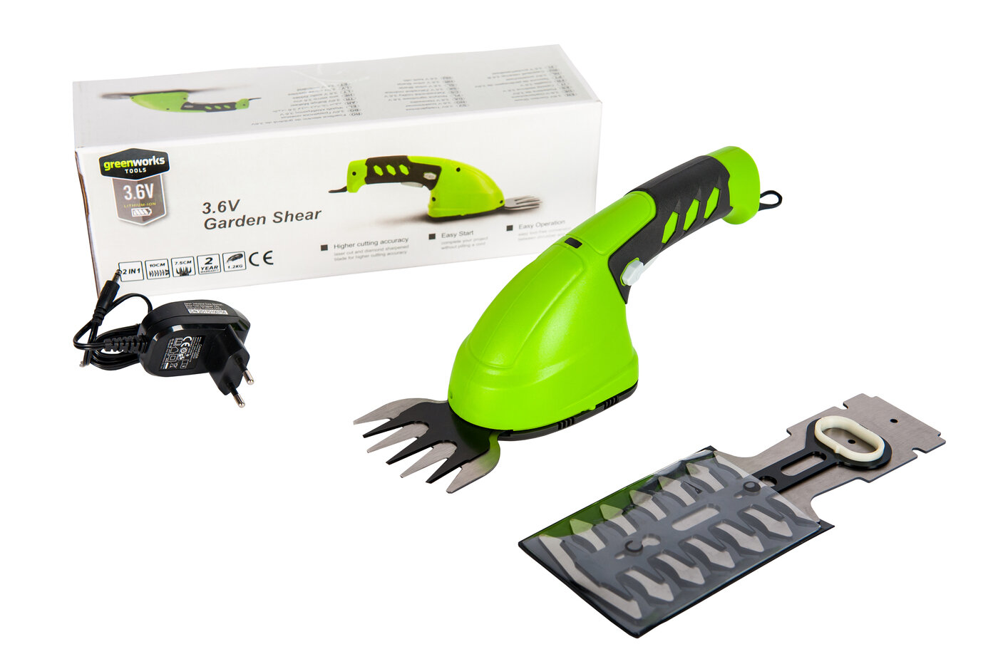 Садовые ножницы аккумуляторные Greenworks Арт. 2903307 36 V со встроенным аккумулятором 2 Aч