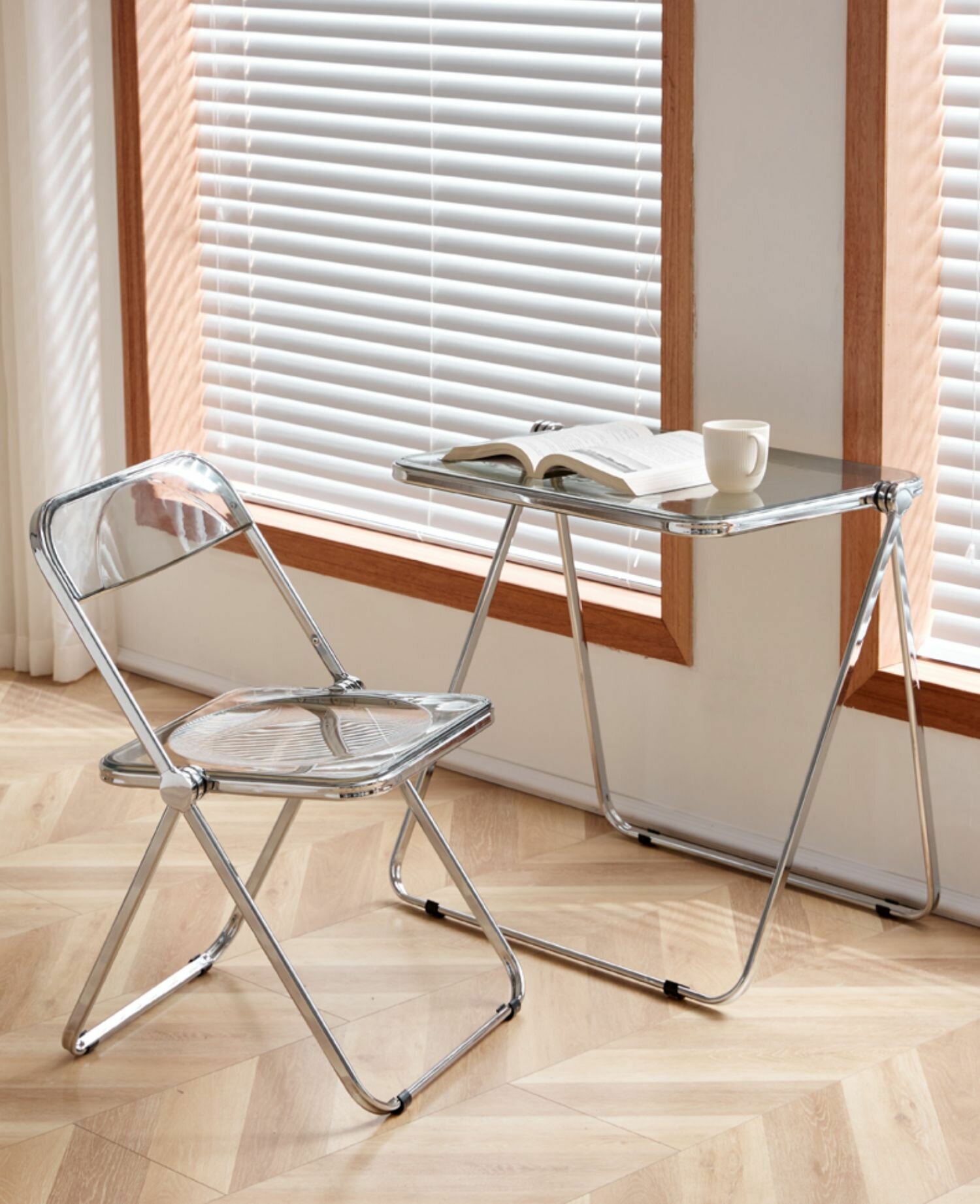 Стол складной для кафе и офиса с прозрачной столешницей (утолщенный непрозрачный белый вес 7,3 кг) - фотография № 11