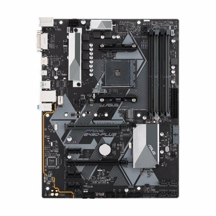 Материнская плата ASUS PRIME B450-PLUS, B450, 4*DDR4, DVI+HDMI, CrossFireX, SATA3 + RAID, Audio, Gb LAN, USB 3.1*7, USB 2.0*6, COM*1 header (w/o cable), ATX ; 90MB0YN0-M0EAY0, 3 year