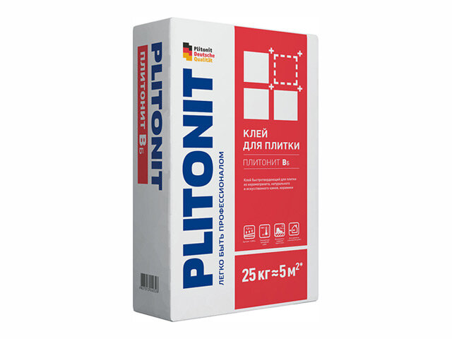 фото клей для кафельной плитки плитонит -В6 быстротвердеющий 25кг, арт.Плитонит Вб-25