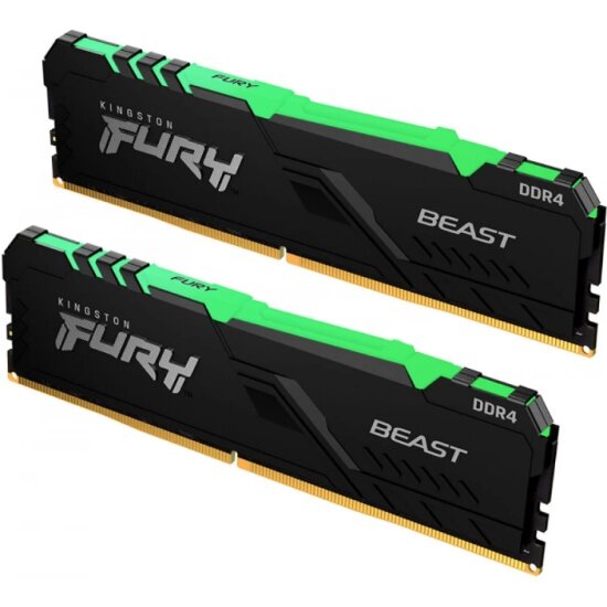 Оперативная память KINGSTON DDR4 16Gb (2x8Gb) 3733 MHz pc-29866 FURY Beast Black RGB (KF437C19BBAK2/16)