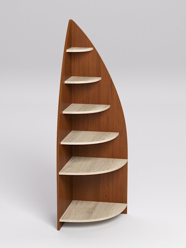 фото Стеллаж "Лотос" №1 угловой, Орех и Дуб Сонома 45 x 45 x 150 см