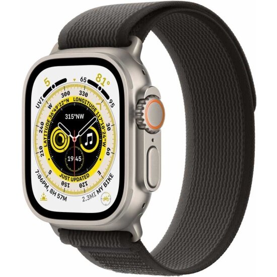 Смарт-часы APPLE Watch Ultra GPS + Cellular, 49 мм, корпус из титана, ремешок Trail черного/серого цвета