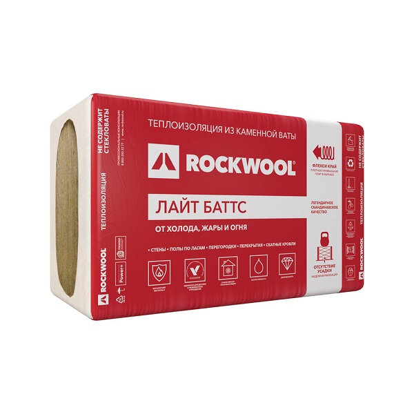 Утеплитель Rockwool плита 1000х600х100 мм 3 кв.м/5 плит