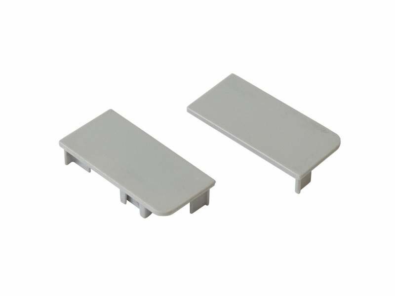 фото Комплект торцевых заглушек сплошных верхнего профиля GOLA Alphalux (2 части:L+R), пластик серый