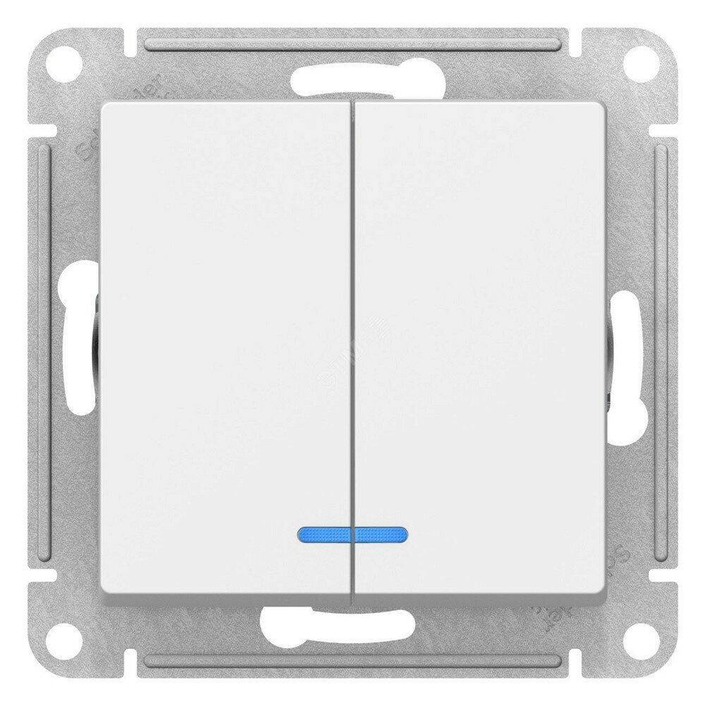 Schneider electric Schneider-electric ATN000153 ATLASDESIGN 2-клавишный выключатель с подсветкой, сх.5а, 10АХ, механизм, белый