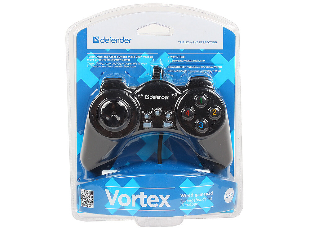 Геймпад проводной Defender Vortex USB, 13 кнопок