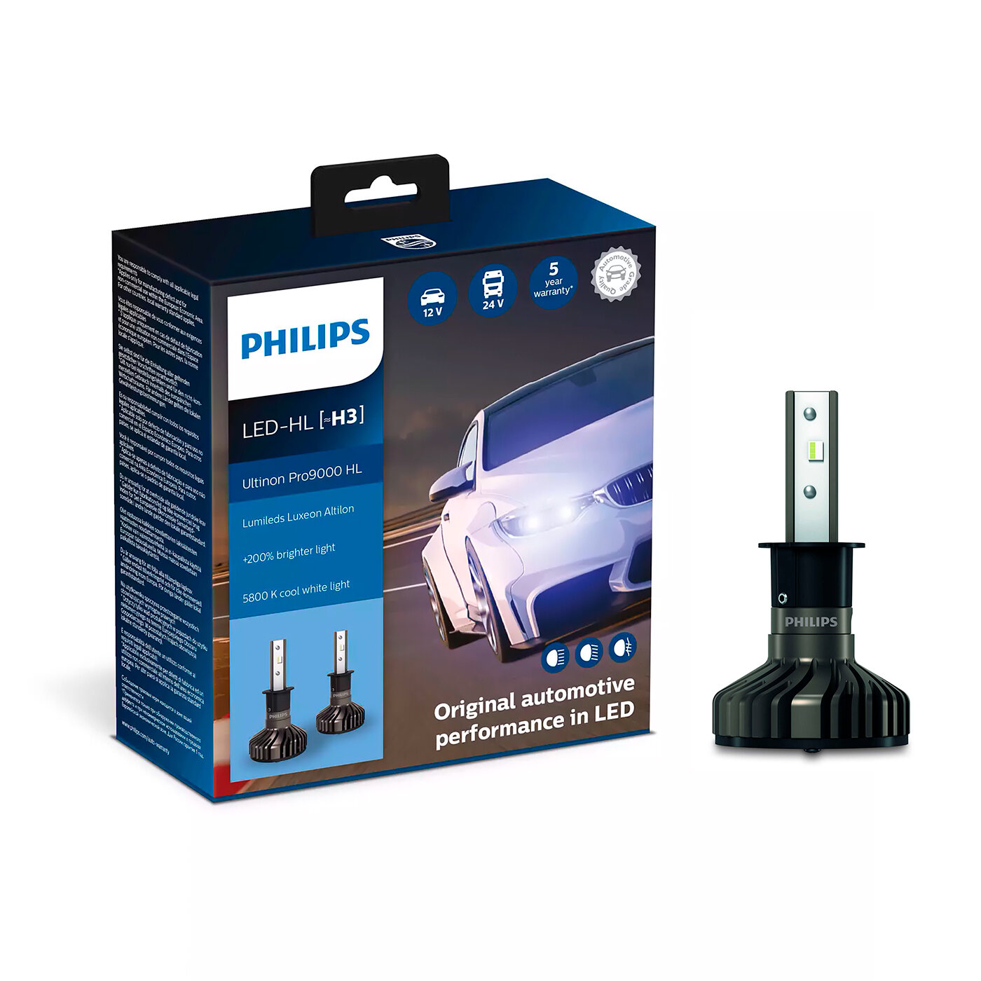 Лампа светодиодная Philips Ultinon Pro9000 HL H3 12/24V 18W PK22s, 2 шт. (бокс)