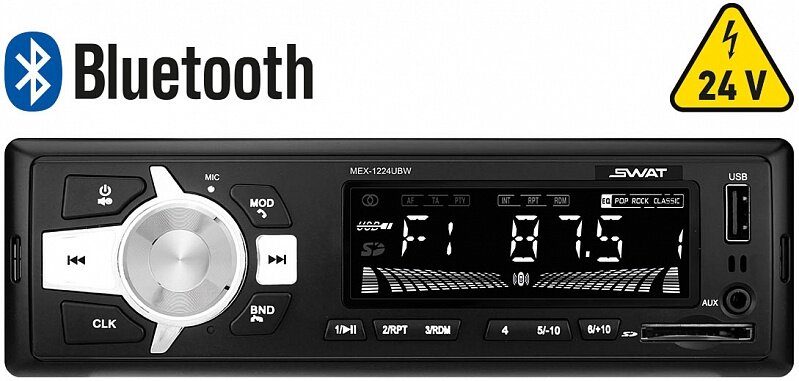 USB/SD-магнитола SWAT MEX-1224UBW 24V