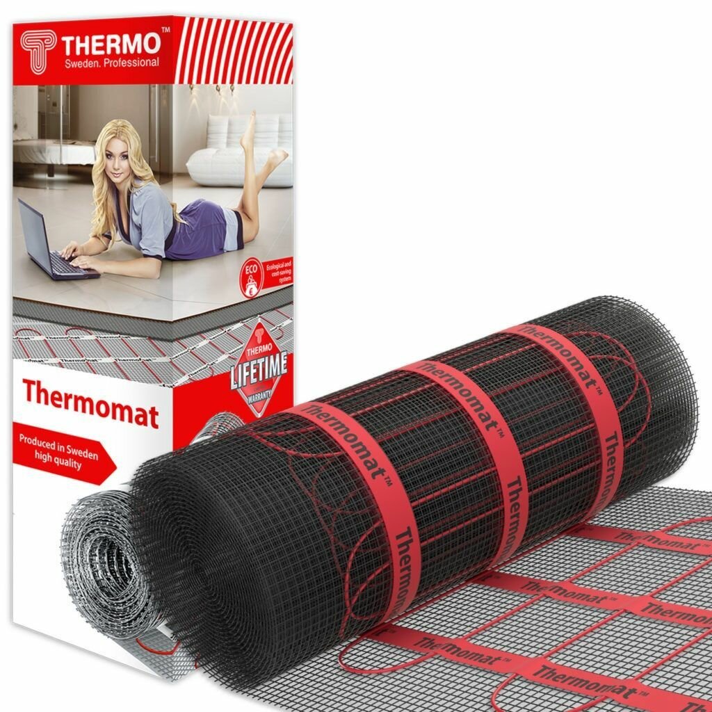 Теплый пол мощный Thermomat 210 Вт/м² Thermo Нагревательный мат Thermomat TVK-210 8,5 м2