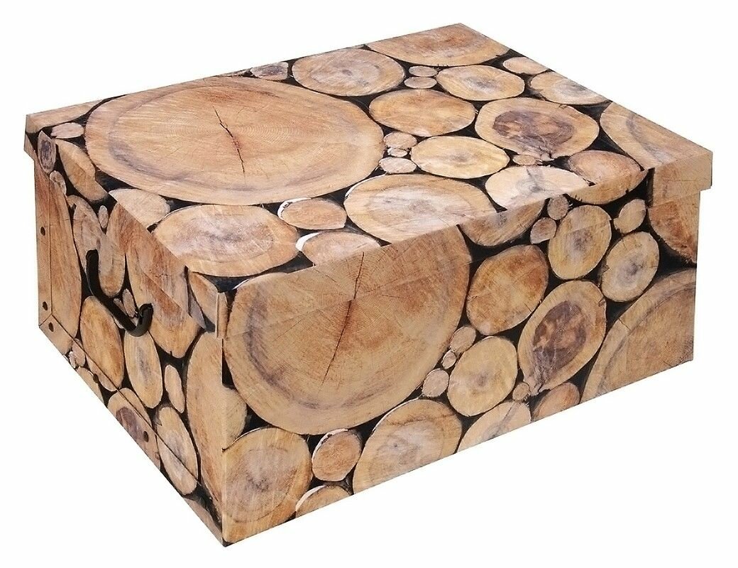 Коробка для хранения Деревянные кругляшки, плотный картон, 51х37х24 см, Koopman International